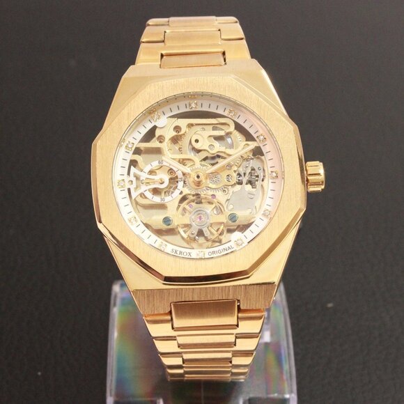 Men's Integrated Bracelet Sports Watch  Automatic See Through Dial, Back 41mm - Picture 3 of 15